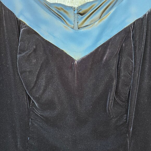 Vintage 80s Party Prom Bubble Dress With Bow Womens Size S Black Velvet Satin - Picture 5 of 10